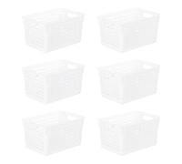 Cetomo Caja de almacenamiento de plástico, cestas de almacenamiento con asa, organizador de cesta de estante con agujero, contenedor de almacenamiento superior abierto para el hogar, cocina, oficina