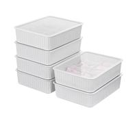 Cetomo Caja de almacenamiento de plástico con 10 compartimentos para ropa interior y calcetines con tapa, organizador de calcetines de lencería, organizador de cajones apilable con divisores, cesta