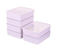 Cetomo Caja de almacenamiento de plástico con 10 compartimentos para ropa interior y calcetines con tapa, organizador de calcetines de lencería, organizador de cajones apilable con divisores, cesta de