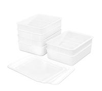 Cetomo Caja de almacenamiento de plástico con 15 compartimentos para ropa interior y calcetines con tapa, organizador de calcetines de lencería, organizador de cajones apilable con divisores, cesta