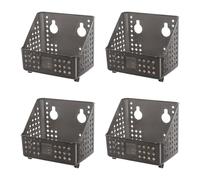 Cetomo Cestas colgantes de plástico con agujeros, cajas de almacenamiento montadas en la pared, organizador de estante con ganchos, para baño, ducha, 4 unidades, color negro transparente (19,7 x 13 x