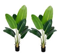 CETRD Bird Artificial Bird of Paradise Plant 4ft Palmera tropical falsa con 8trunks Faux Banana Leaf Trees in Pot para casa en el hogar Outal Out