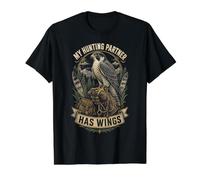 Cetrería Cetrero Halcón My Hunting Partner Has Wings Camiseta gráfica económica, Hombre, Negro, XL