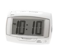 Cetronic - Despertador con función LCD de 4 dígitos, Alarma, Pantalla de luz automática, luz de Fondo en LED, Color Blanco, programación 12 Horas, Toma de Corriente 3 V, iluminación de Pantalla