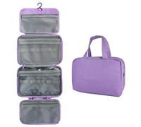 CetthooFazay Neceser colgante unisex, impermeable de viaje con gancho estable, bolsa de cosméticos portátil con asas, organizador de baño, bolsa de almacenamiento de baño, morado