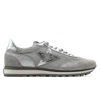 Cetti - Zapatilla Sneakers Deportiva Casual,de Piel y Tela,cordón elástico,Estrella,Suela con Tacos,Vintage, para: Mujer Color: Plata Talla:38