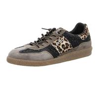 Cetti - Zapato Casual de Piel, Brillantes, Animal Print, Leopardo, cordón elástico, Suela de Goma, para: Mujer Color: Negro Talla:38