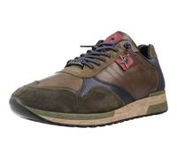 Cetti - Zapato Casual de Piel, cordón elástico, Suela Volumen de Goma,Sneakers, para: Hombre Color: Kaki Talla:43