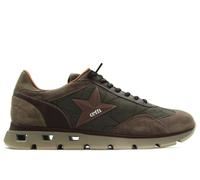 Cetti - Zapato Casual de Piel y Textil, Deportivo Informal con cordón elástico, Suela Alta de Goma, para: Hombre Color: Kaki Talla:43