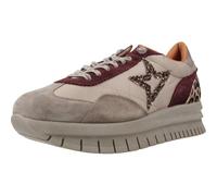 Cetti - Zapato Deportivo con cuña y Plataforma, Piel y Textil, cordón elástico, Leopardo, Suela de Goma, para: Mujer Color: Beige Talla:36