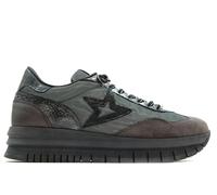 Cetti - Zapato Deportivo con cuña y Plataforma, Piel y Textil, cordón elástico, Suela de Goma, para: Mujer Color: Piombo Talla:36