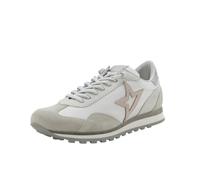 Cetti - Zapatos,Sneakers de Piel y Tela,cordón elástico,cuña,Suela de Goma,Ante,Nobuck,Plantilla Extraible, para: Mujer Color: Blanco Gris Talla:39
