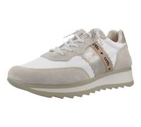 Cetti - Zapatos,Sneakers de Piel y Tela,cordón elástico,cuña,Suela de Goma,Ante,Nobuck,Plantilla Extraible para: Mujer Color: Blanco Talla:37