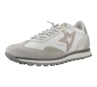 Cetti - Zapatos,Sneakers de Piel y Tela,cordón elástico,cuña,Suela de Goma,Ante,Nobuck,Plantilla Extraible, para: Mujer Color: Blanco Gris Talla:39