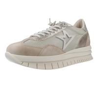 Cetti - Zapatos,Sneakers de Piel y Tela,cordón elástico,Plataforma,Suela de Goma,Plantilla Extraible,Vintage para: Mujer Color: BEIG Talla:39