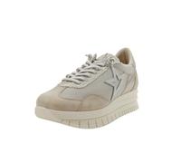 Cetti Sneakers piel y tela, plataforma, suela de goma, plantilla extraíble – Mujer 38 Beig