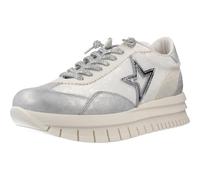 Cetti - Zapatos,Sneakers de Piel y Tela,cordón elástico,Plataforma,Suela de Goma,Plantilla Extraible,Vintage para: Mujer Color: Blanco Talla:41