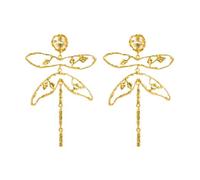 CETVLY Pendientes de libélula grandes chapados en oro, aretes geométricos únicos inspirados en insectos, aretes de metal semitransparente vintage Y2K, joyería ideal para los amantes de la naturaleza
