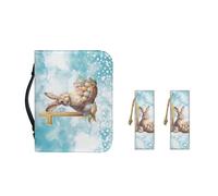 Ceudet AFlower - Funda de piel sintética para mujer, con asa duradera, para llevar la Biblia, para adolescentes y niñas, organizador multifuncional, Bonita cruz de conejo de Pascua, L-10.2"x7"x1.9"