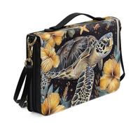 Ceudet AParrot - Bolsas para la Biblia para mujeres y niñas, funda de transporte de la Biblia ligera con correa y asa, marcapáginas, bolsa de iglesia, Flores de hibisco de tortuga marina 3D, M