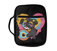 Ceudet Be Joyful in Hope - Funda para Biblia con patrón floral blanco para hombres y mujeres, bolsa con asa para la Biblia, organizador de transporte, Corazón de donut pequinés, Talla única