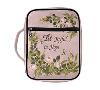Ceudet Be Joyful in Hope - Funda para Biblia con patrón floral blanco para hombres y mujeres, bolsa con asa para la Biblia, organizador de transporte, Be Joyful in Hope Floral Pink, Talla única