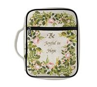 Ceudet Be Joyful in Hope - Funda para Biblia con patrón floral blanco para hombres y mujeres, bolsa con asa para la Biblia, organizador de transporte, Be Joyful in Hope Floral White, Talla única