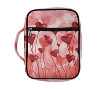 Ceudet Be Joyful in Hope - Funda para Biblia con patrón floral blanco para hombres y mujeres, bolsa con asa para la Biblia, organizador de transporte, Forma de corazón rojo, Talla única