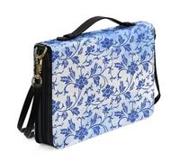 Ceudet Bolsas y bolsas para la Biblia para mujeres y hombres, funda de cuero para la Biblia para mujeres y hombres con bolsillos, Porcelana azul y blanca, L