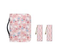 Ceudet Bolso de mano de piel sintética para mujeres y niñas, funda de almacenamiento de libros de la Biblia con asa duradera y marcapáginas, M-2XL, Huevo de conejo de Pascua rosa, M-9.2"x6.3"x1.6"