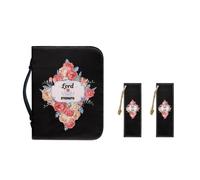 Ceudet Bolso de mano de piel sintética para mujeres y niñas, funda de almacenamiento de libros de la Biblia con asa duradera y marcapáginas, M-2XL, Cruz de flor de Pascua, L-10.2"x7"x1.9"