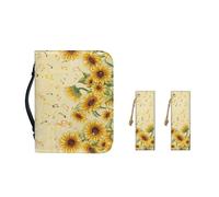 Ceudet Bolso de mano de piel sintética para mujeres y niñas, funda de almacenamiento de libros de la Biblia con asa duradera y marcapáginas, M-2XL, Nota musical de girasol, XL-11.2"x8"x2.2"