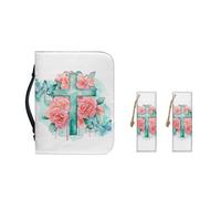 Ceudet Bolso de mano de piel sintética para mujeres y niñas, funda de almacenamiento de libros de la Biblia con asa duradera y marcapáginas, M-2XL, Mariposa de cruz de Pascu, L-10.2"x7"x1.9"