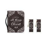 Ceudet Bolso de mano de piel sintética para mujeres y niñas, funda de almacenamiento de libros de la Biblia con asa duradera y marcapáginas, M-2XL, Impresión de palabras bíblicas, XL-11.2"x8"x2.2"