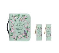 Ceudet Bolso de mano de piel sintética para mujeres y niñas, funda de almacenamiento de libros de la Biblia con asa duradera y marcapáginas, M-2XL, Verde colibrí floral, XL-11.2"x8"x2.2"