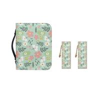 Ceudet Bolso de mano de piel sintética para mujeres y niñas, funda de almacenamiento de libros de la Biblia con asa duradera y marcapáginas, M-2XL, Bonita flor, XL-11.2"x8"x2.2"