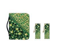 Ceudet Bolso de mano de piel sintética para mujeres y niñas, funda de almacenamiento de libros de la Biblia con asa duradera y marcapáginas, M-2XL, Golden Leopard Lucky Grass, M-9.2"x6.3"x1.6"