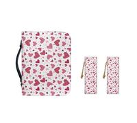 Ceudet Bolso de mano de piel sintética para mujeres y niñas, funda de almacenamiento de libros de la Biblia con asa duradera y marcapáginas, M-2XL, Corazón rosa de San Valentín, 2XL-12"x9"x2.4"