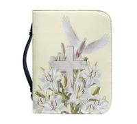 Ceudet Funda bíblica con estampado de búho azul para mujeres y hombres, funda de la Biblia con asa, impermeable, con asa y bolsa de Biblia con cremallera, bolsa de iglesia, La cruz y la paloma, M