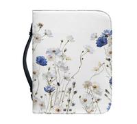 Ceudet Funda bíblica con estampado de búho azul para mujeres y hombres, funda de la Biblia con asa, impermeable, con asa y bolsa de Biblia con cremallera, bolsa de iglesia, Floral azul., M