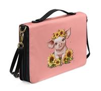 Ceudet Funda de Biblia extra grande para mujeres y hombres, cubierta de la Biblia para niños, fundas de la Biblia para mujeres y hombres con bolsillos protector de la Biblia, Cerdo de girasol, X-Large