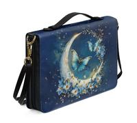 Ceudet Funda de Biblia extra grande para mujeres y hombres, cubierta de la Biblia para niños, fundas de la Biblia para mujeres y hombres con bolsillos protector de la Biblia, Mariposas de luna, M