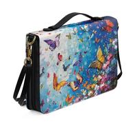 Ceudet Funda de Biblia extra grande para mujeres y hombres, cubierta de la Biblia para niños, fundas de la Biblia para mujeres y hombres con bolsillos protector de la Biblia, Mariposas coloridas,