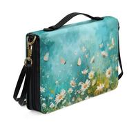 Ceudet Funda de Biblia extra grande para mujeres y hombres, fundas de la Biblia para mujeres y hombres con bolsillos, fundas de cuero para la Biblia para mujeres y hombres, Mariposa blanca, M
