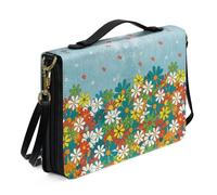 Ceudet Funda de Biblia extra grande para mujeres y hombres, fundas de la Biblia para mujeres y hombres con bolsillos, fundas de cuero para la Biblia para mujeres y hombres, Pétalos verdes y blancos,