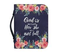 Ceudet Funda de Biblia para mujeres y hombres, bolsos de moda para accesorios bíblicos, funda de transporte de la Biblia con bolsillo con cremallera, regalos, Corona de rosas con versículo bíblico, L