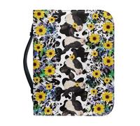 Ceudet Funda de Biblia para mujeres y hombres, bolsos de moda para accesorios bíblicos, funda de transporte de la Biblia con bolsillo con cremallera, regalos, Estampado de camuflaje de girasol y vaca