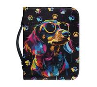 Ceudet Funda de Biblia verde con asa, The Ais My Song, almacenamiento de bolígrafos, piel sintética, impermeable, multifuncional, duradera, bolsa para la Biblia, 2XL, Pata de perro salchicha