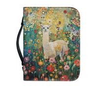 Ceudet Funda de Biblia verde con asa, The Ais My Song, almacenamiento de bolígrafos, piel sintética, impermeable, multifuncional, duradera, bolsa para la Biblia, 2XL, Flor retro de alpaca, L