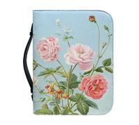 Ceudet Funda de cuero para Biblia con una cubierta de la Biblia pequeña de cuero con asa y fundas de la Biblia con cremallera para estudio bíblico católico AGifts, rosa (pink floral), X-Large